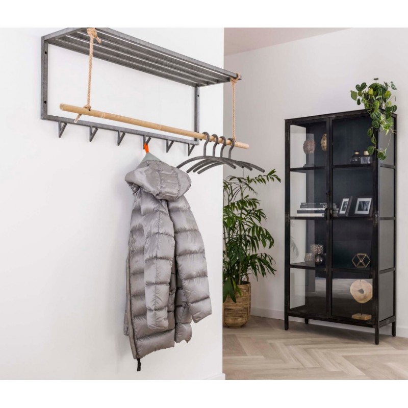 ZI Coatrack metal bamboo hat shelf 6 hooks